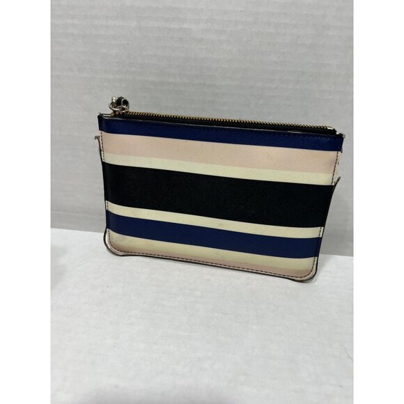 Kate Spade Tinie Laurel Way Cruise stripe pink blue wallet wristlet - Picture 3 of 7
